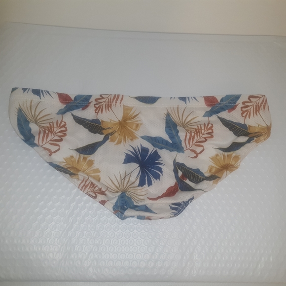 Unbranded White Multicolor Floral Leaf Printed Nylon Mesh Bikini Briefs Size L - Picture 2 of 3